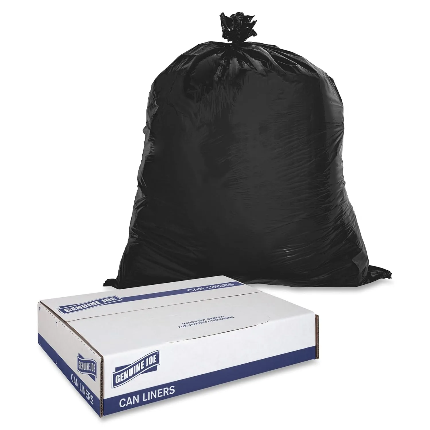 Genuine Joe GJO02149 2-Ply Low Density Can Liner, 30 gallon Capacity, 0.60 mil Thickness, Black/Brown (Case of 250)