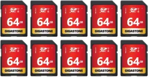 GIGASTONE 64GB 10-Pack SD Card UHS-I U1 Class 10 SDXC Memory Card High Speed Full HD Video Canon Nikon Sony Pentax Kodak Olympus Panasonic Digital Camera with 10 Mini Cases