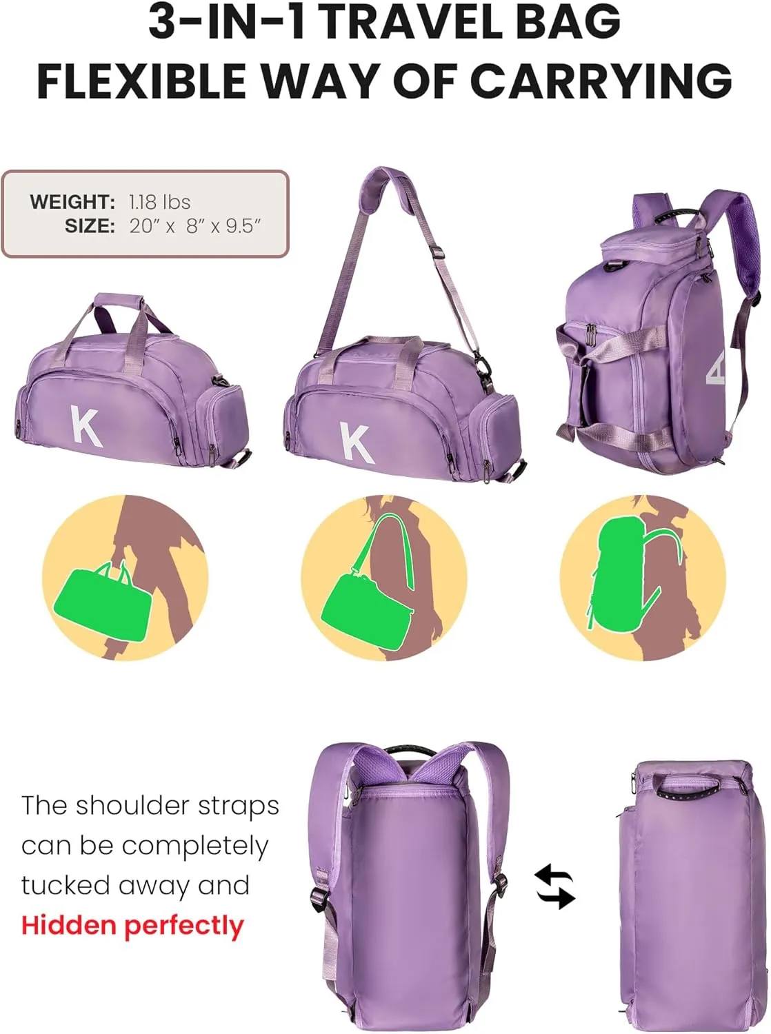 Girl Gifts for 13 14 15 16 17, Initial Gym Bags with Shoe Compartment, Personalized Girl Duffel Bag, Monogram Kid Overnight Bags, Teen Weekend Bag Cute Gift for Her (Letter S)