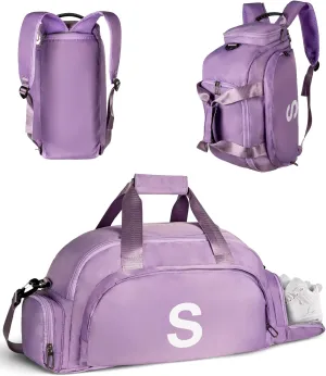 Girl Gifts for 13 14 15 16 17, Initial Gym Bags with Shoe Compartment, Personalized Girl Duffel Bag, Monogram Kid Overnight Bags, Teen Weekend Bag Cute Gift for Her (Letter S)