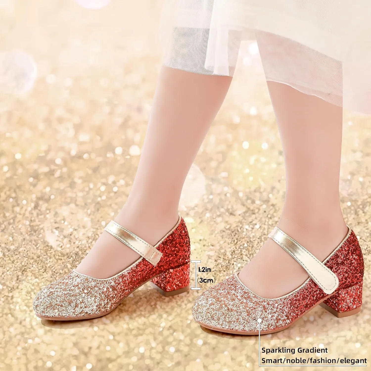 Girls Dress Shoes Low Heel Flower Girls Wedding Party Mary Jane Princess Shoes for Toddler Little Kid Big Kid