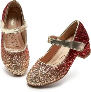 Girls Dress Shoes Low Heel Flower Girls Wedding Party Mary Jane Princess Shoes for Toddler Little Kid Big Kid