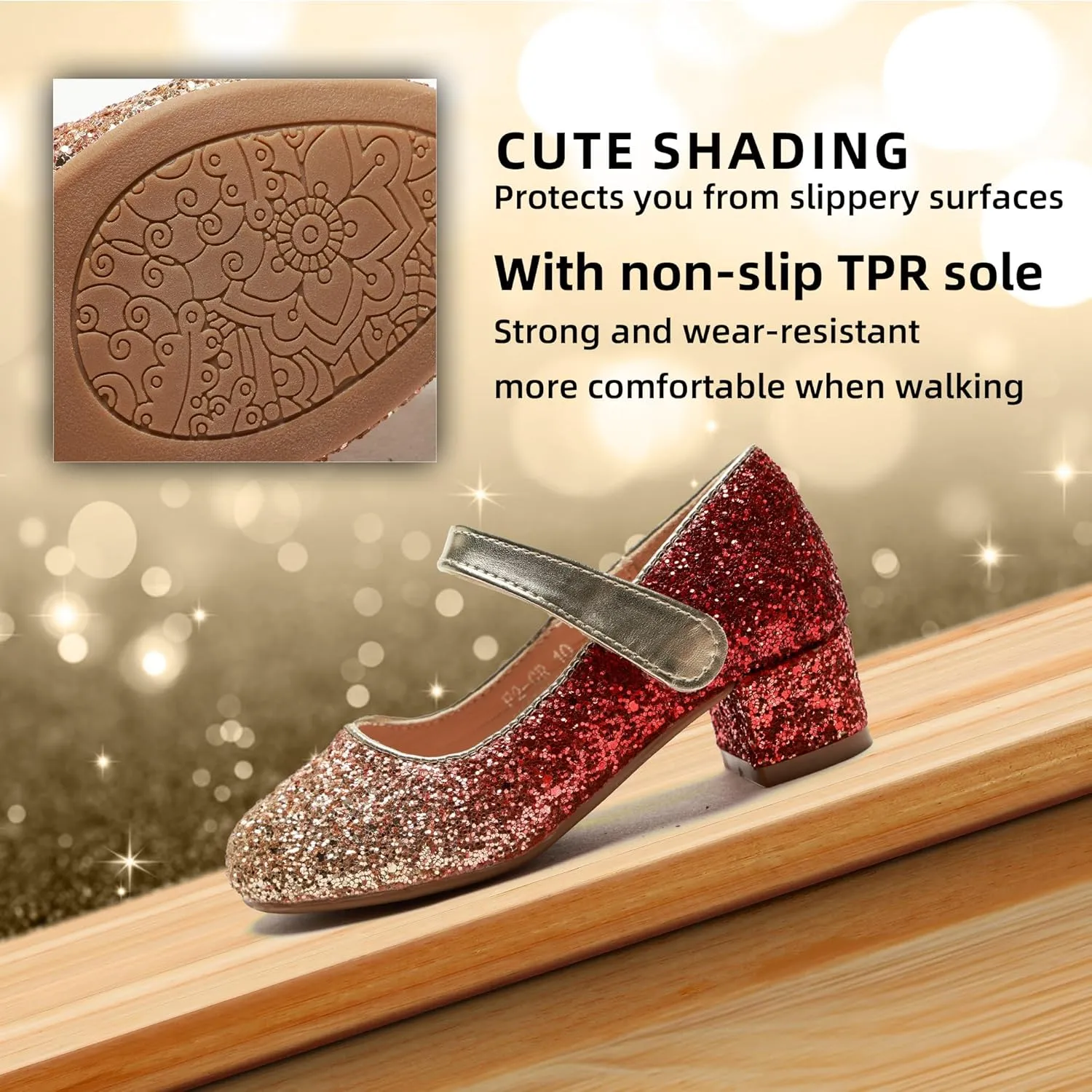 Girls Dress Shoes Low Heel Flower Girls Wedding Party Mary Jane Princess Shoes for Toddler Little Kid Big Kid