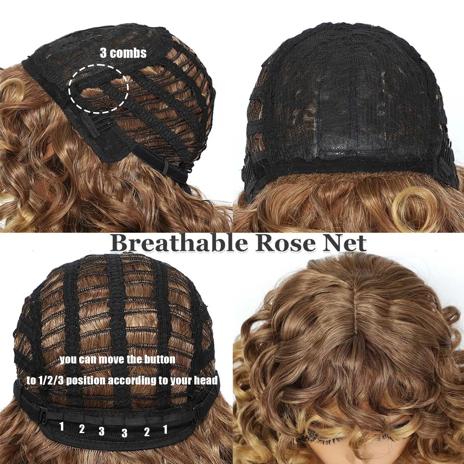 GKtineke-Curly-Wig Big-Curly-Wigs-for-White-Black-Women 20 Inch- Long-Curly-Afro-Wig-with-Bangs Synthetic-Hair-Replacement-Wigs-for-Cosplay and Daily(Ombre Blonde