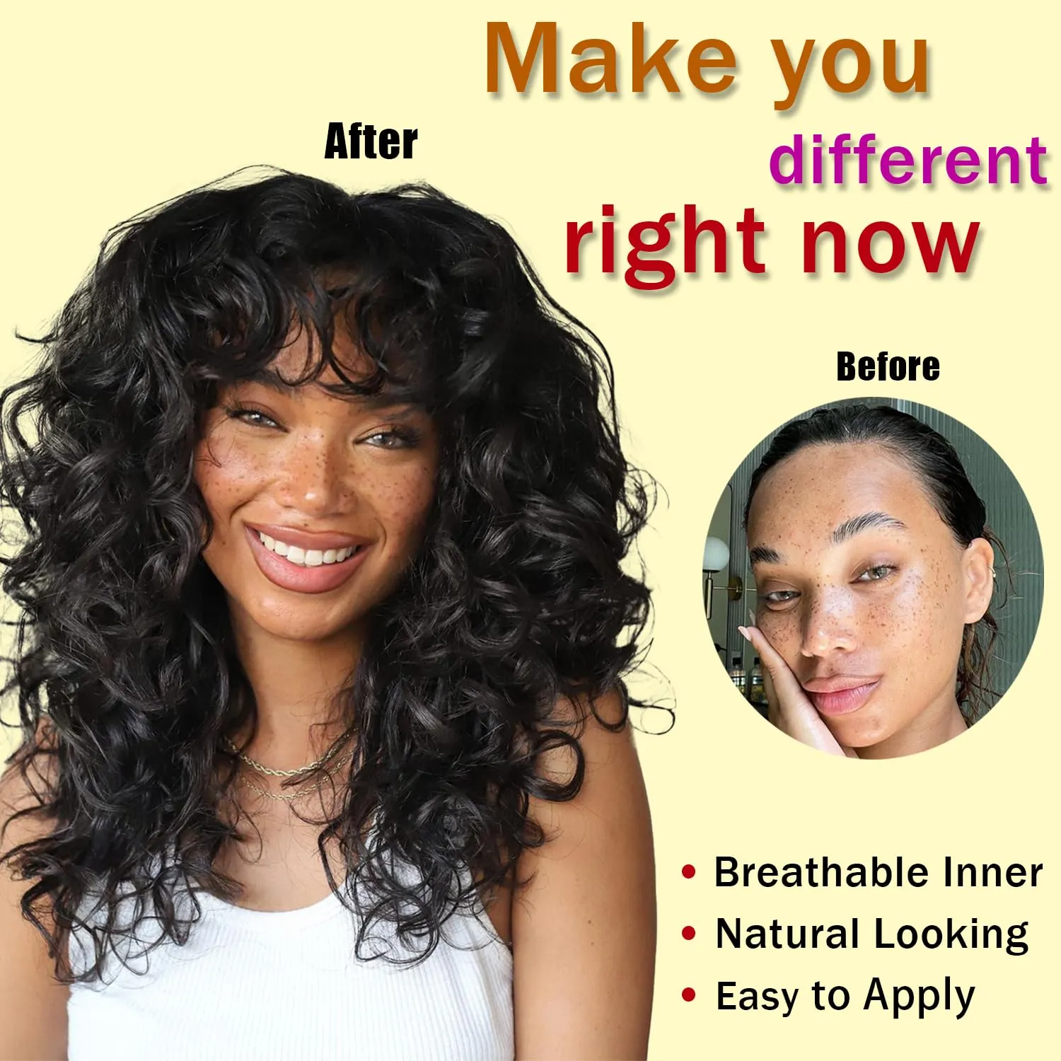 GKtineke-Curly-Wig Big-Curly-Wigs-for-White-Black-Women 20 Inch- Long-Curly-Afro-Wig-with-Bangs Synthetic-Hair-Replacement-Wigs-for- Cosplay and Daily(Ombre Brown