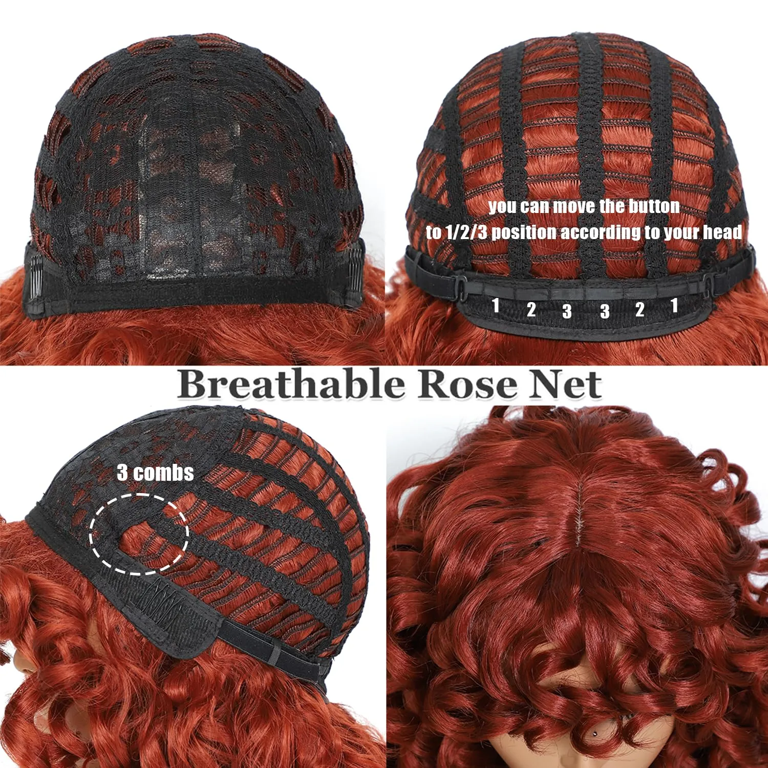 GKtineke-Curly-Wig Big-Curly-Wigs-for-White-Black-Women 20 Inch- Long-Curly-Afro-Wig-with-Bangs Synthetic-Hair-Replacement-Wigs-for- Cosplay and Daily(Ombre Ginger