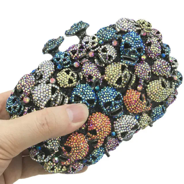 Glam Skull Diamond Clutch