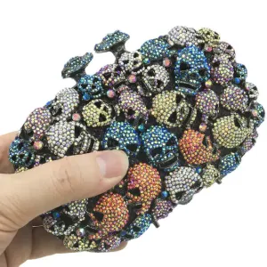 Glam Skull Diamond Clutch