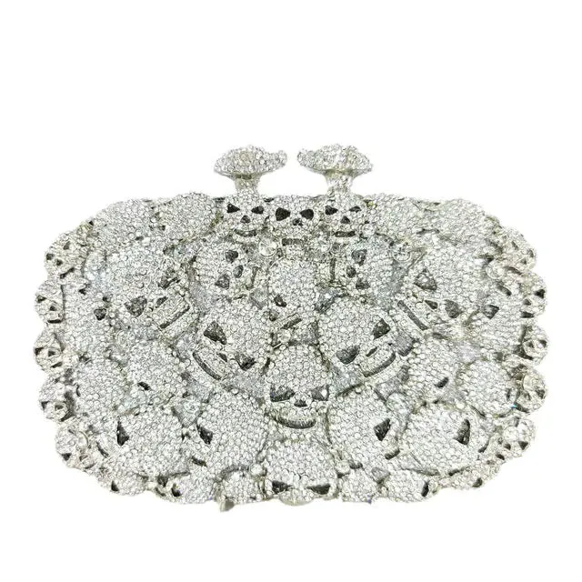 Glam Skull Diamond Clutch