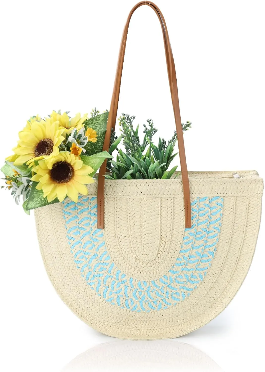 GLITZALL Straw Beach Bags for Women Travel Beach Tote, Summer Purse and Woven Shoulder Handbag for Vacation,Work or Daily Use
