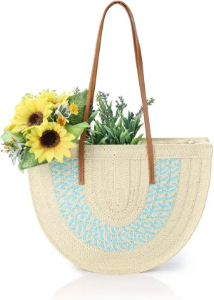 GLITZALL Straw Beach Bags for Women Travel Beach Tote, Summer Purse and Woven Shoulder Handbag for Vacation,Work or Daily Use