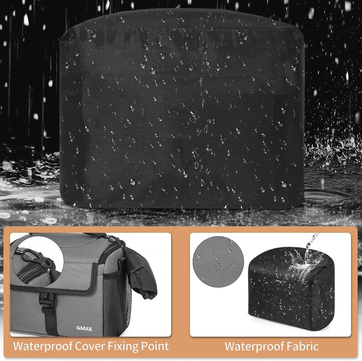 GMAK Camera Bag for Photographers, Anti-shock Camera Shoulder Bags with Water-resistant Rain Cover, Camera Case Compatible for DSLR/SLR/Mirrorless Cameras, 9'' × 4.7'' × 7.5'', Grey