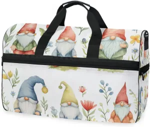 Gnome Dwarf Grass Travel Duffel Bag Luggage Sports Gym Bags With Shoes Compartment Large Capacity Lightweight Duffle Bag For Men Women
