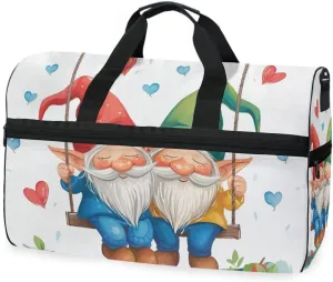 Gnome Swing Dwarf Travel Duffel Bag Luggage Sports Gym Bags With Shoes Compartment Large Capacity Lightweight Duffle Bag For Men Women