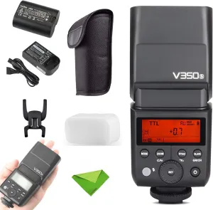 Godox V350S TTL Flash for Sony 2.4G GN36 1/8000s HSS 500 Full Power 0.1s-1.7s Recycle w/2000mAH Rechargeable Battery Speedlite for Sony A7RIII A7RII A7R A58 A99 ILCE6000L A77II RX10 A9 etc (V350-S)