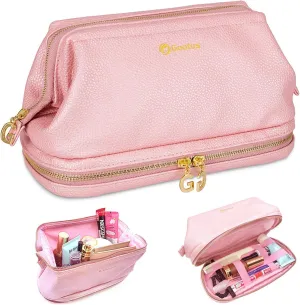 Gootus Leather Toiletry Bag for Women - Cosmetic Bag Skincare Makeup Bags Waterproof Travel Kit
