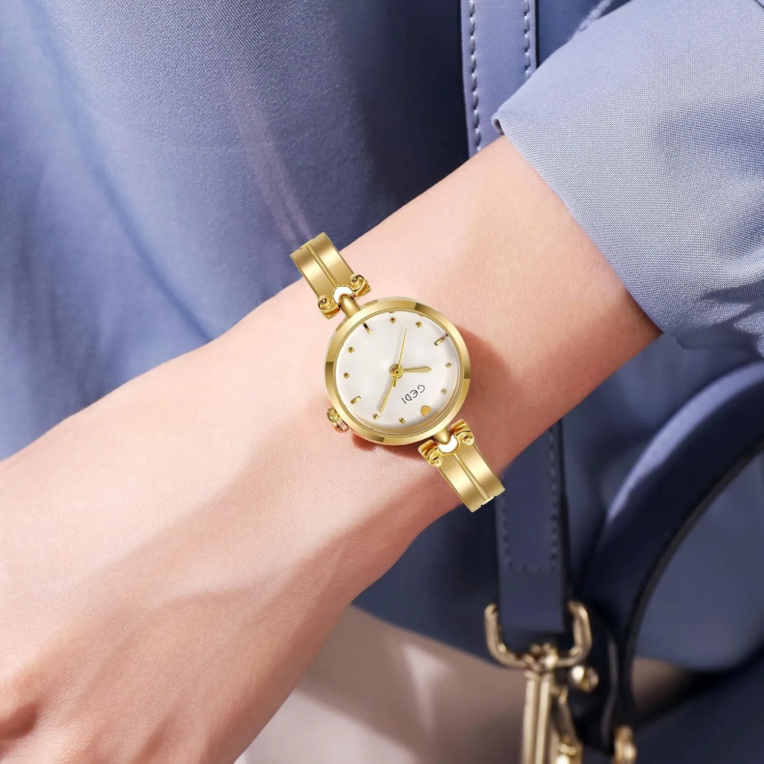 Gosasa Luxury Women’s Watch Bracelet Stainless Steel Waterproof Analog Quartz Watch for Female Girls Student