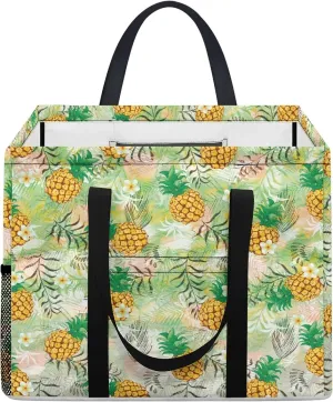 GOSTONG Tropical Pineapple Extra Large Utility Tote Bag Reusable Grocery Foldable Tote Shopping Bags for Groceries, Storage, Picnic, Beach, Pool, Laundry