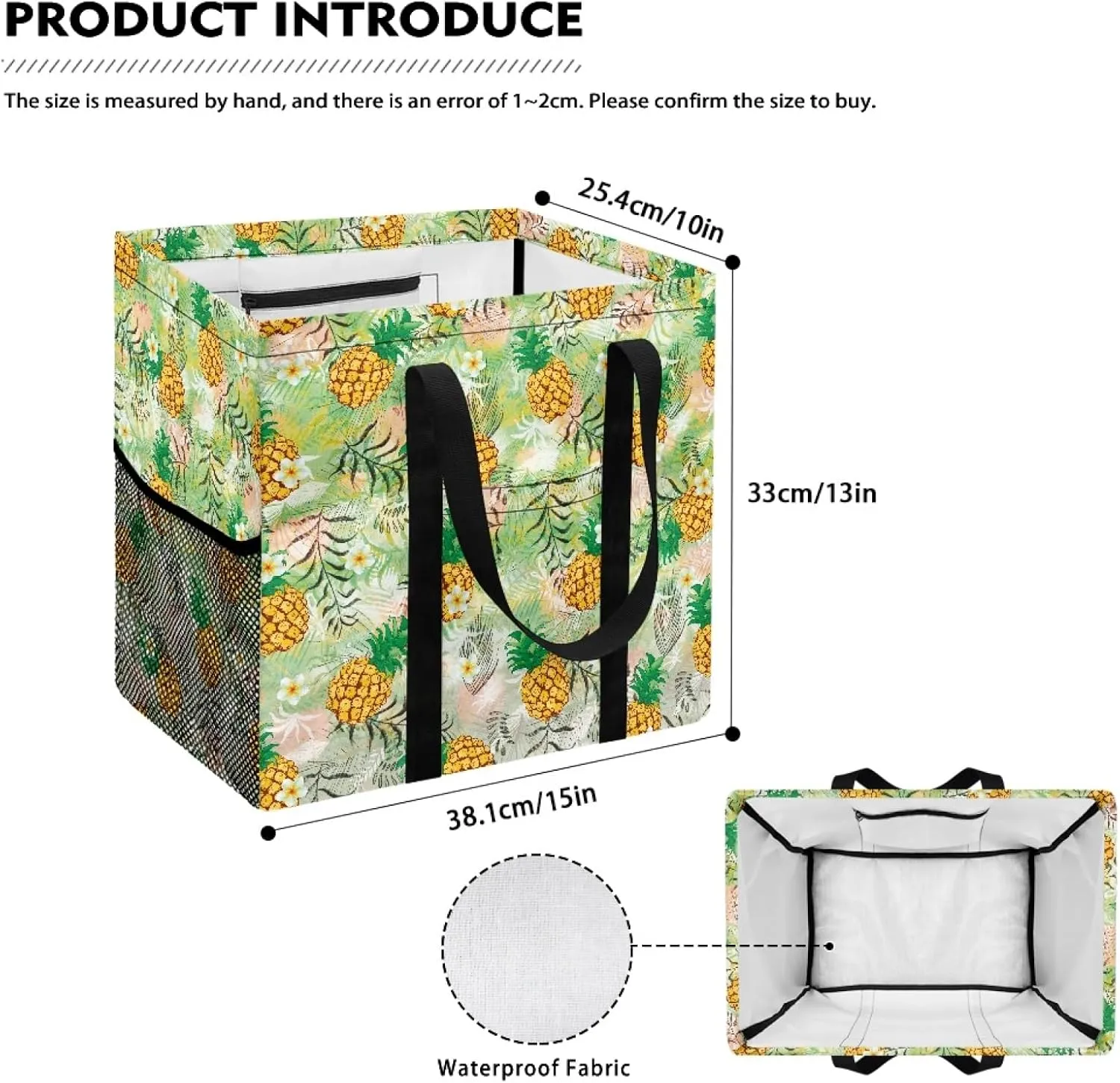 GOSTONG Tropical Pineapple Extra Large Utility Tote Bag Reusable Grocery Foldable Tote Shopping Bags for Groceries, Storage, Picnic, Beach, Pool, Laundry