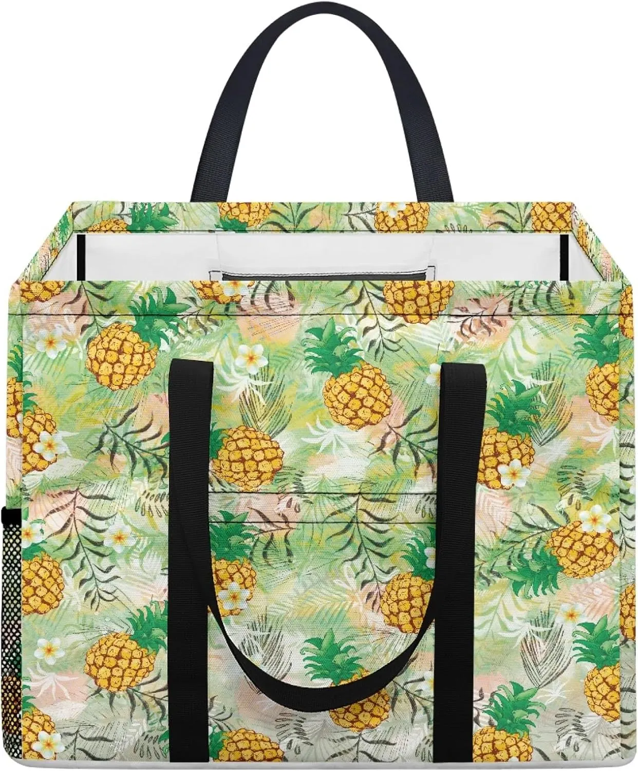 GOSTONG Tropical Pineapple Extra Large Utility Tote Bag Reusable Grocery Foldable Tote Shopping Bags for Groceries, Storage, Picnic, Beach, Pool, Laundry