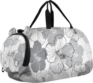 Gray Hibiscus Flowers Duffel Bags for Boys Small Gym Bags for Teens Dance Bag for Girls