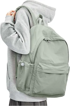 Green Cute School Backpack with Laptop Compartment Small Travel Laptop Backpack for Women Men Waterproof College Backpack Simple School Bag for Teens Girls Boys