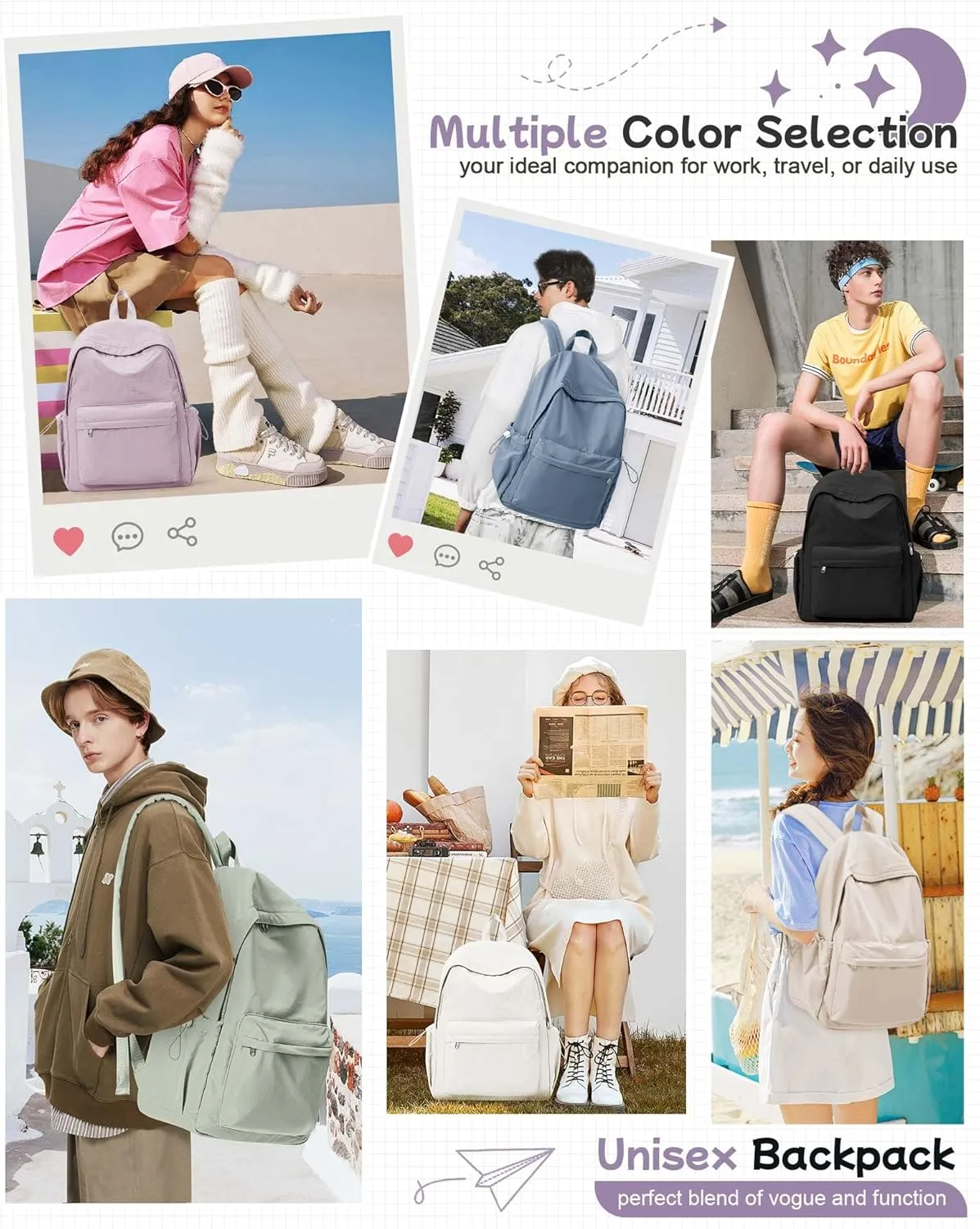 Grey Backpack for School Women Girls, Waterproof Bookbag Cute High School Back Pack for Men Teen Boys, Lightweight Travel College Backpack Mochilas Escolares para Casual Daypack Rucksack