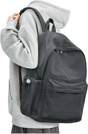 Grey Backpack for School Women Girls, Waterproof Bookbag Cute High School Back Pack for Men Teen Boys, Lightweight Travel College Backpack Mochilas Escolares para Casual Daypack Rucksack