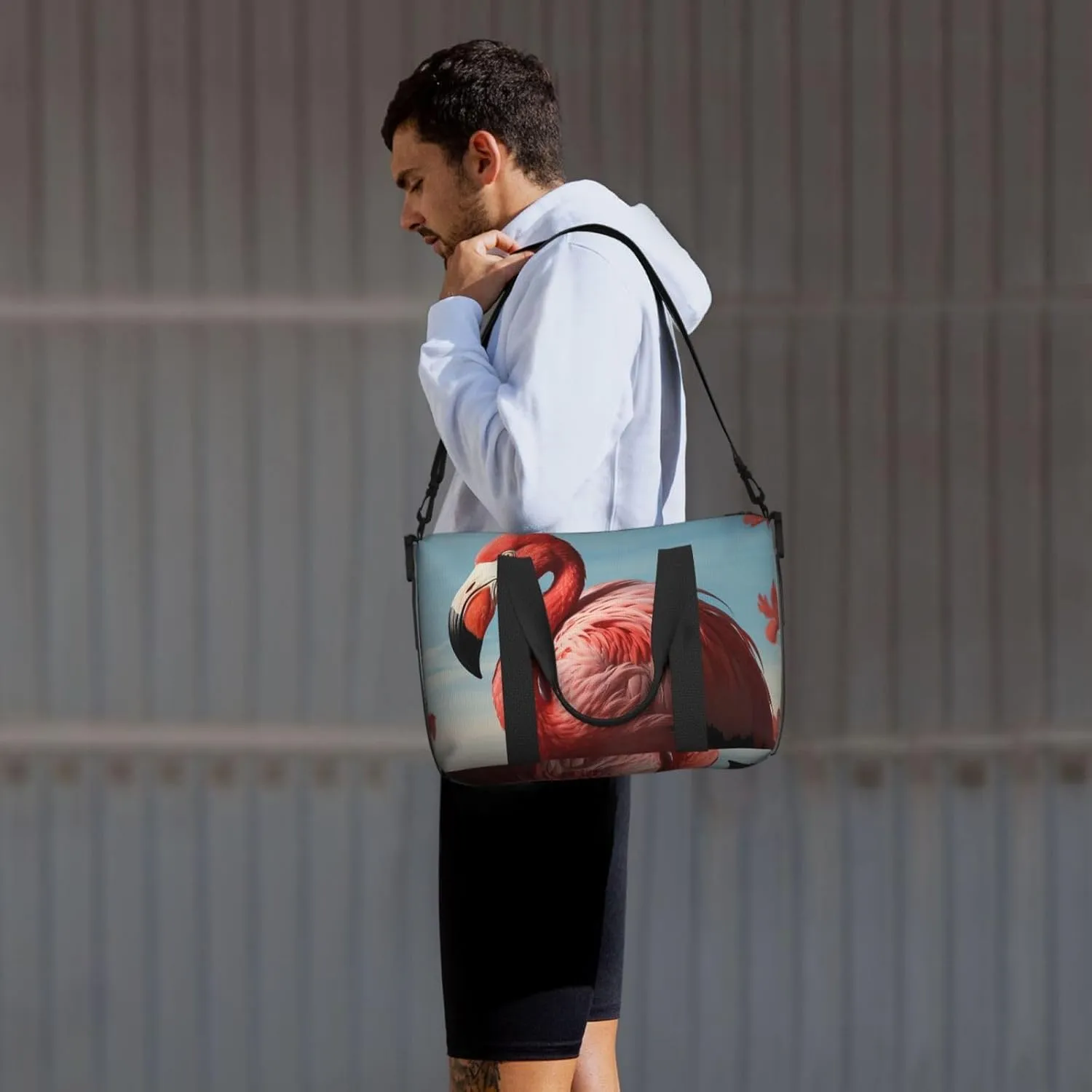 Gym Bag American Flamingo Duffel Bag for Men Women Travel Overnight Bag with Shoe Compartment Workout Bags