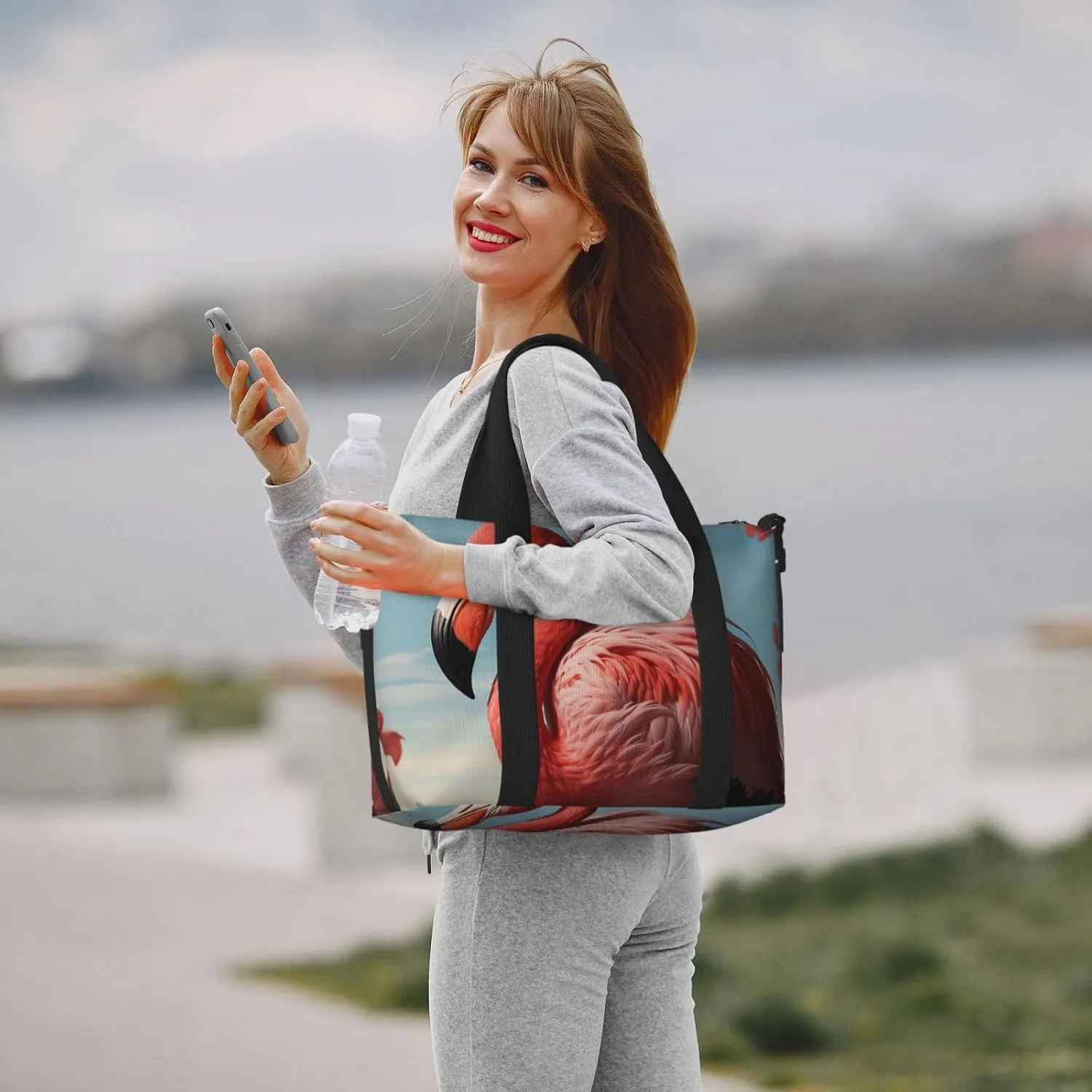 Gym Bag American Flamingo Duffel Bag for Men Women Travel Overnight Bag with Shoe Compartment Workout Bags