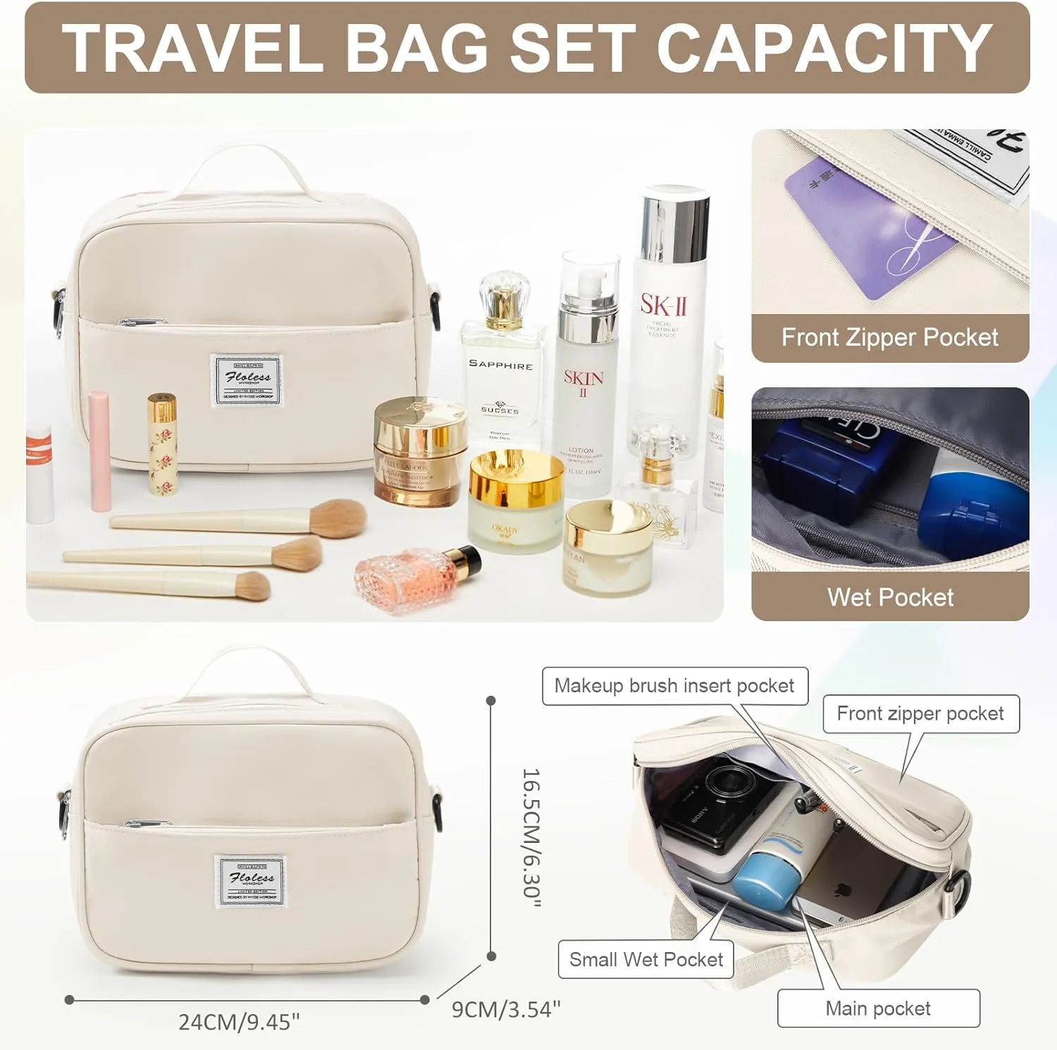 Gym Bag for Women with Shoes Compartment,Small Duffel Bag Sport bag with Toiletry Bag Overnight Travel Tote Bags Weekender Carry on Bag Personal Item Bag for Airlines Beige Brown