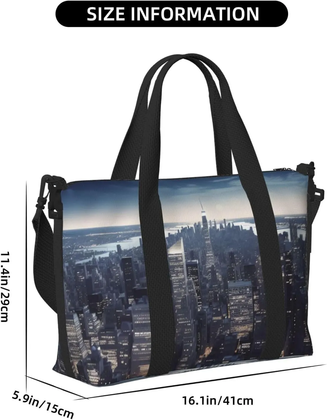 Gym Bag New York City Duffel Bag for Men Women Travel Overnight Bag with Shoe Compartment Workout Bags