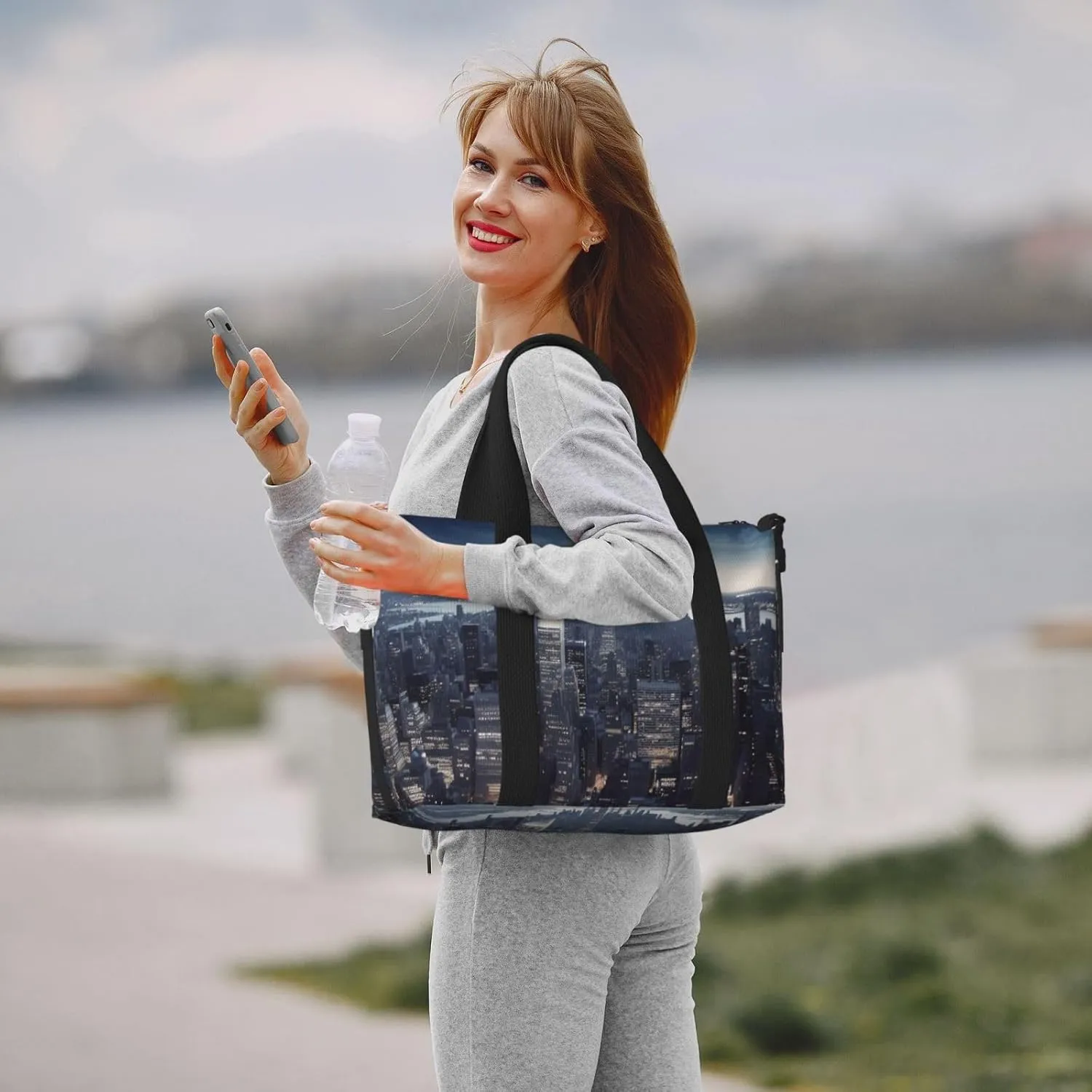 Gym Bag New York City Duffel Bag for Men Women Travel Overnight Bag with Shoe Compartment Workout Bags