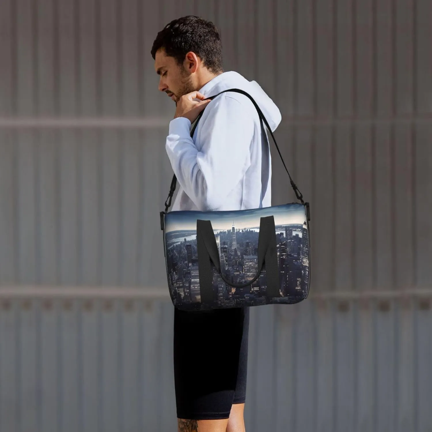 Gym Bag New York City Duffel Bag for Men Women Travel Overnight Bag with Shoe Compartment Workout Bags