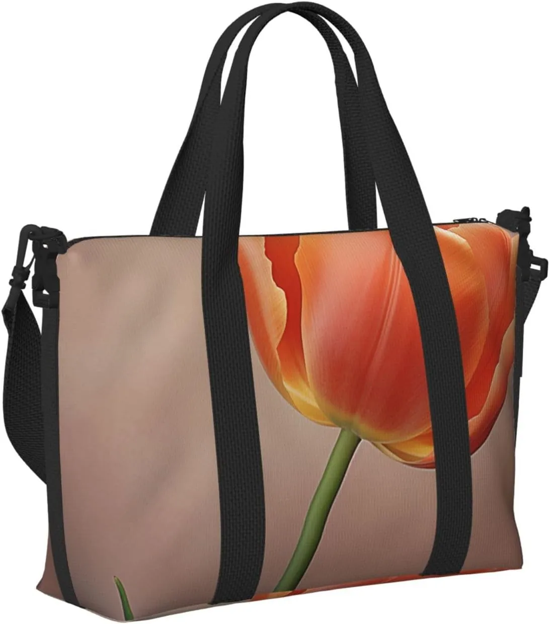 Gym Bag Orange Flower Duffel Bag for Men Women Travel Overnight Bag with Shoe Compartment Workout Bags