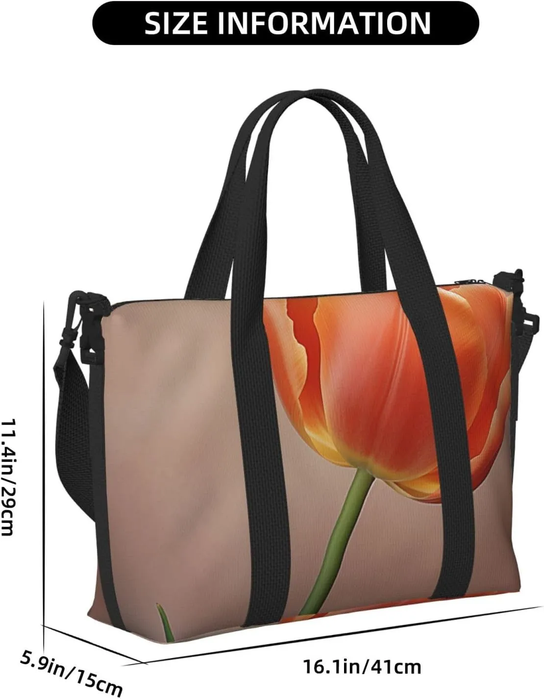 Gym Bag Orange Flower Duffel Bag for Men Women Travel Overnight Bag with Shoe Compartment Workout Bags