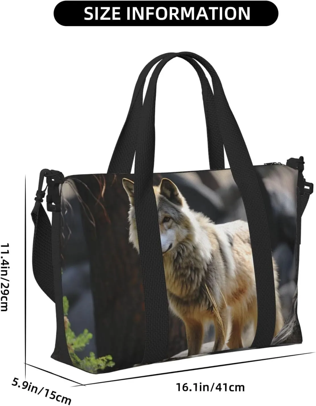 Gym Bag Wildlife Wolf Duffel Bag for Men Women Travel Overnight Bag with Shoe Compartment Workout Bags