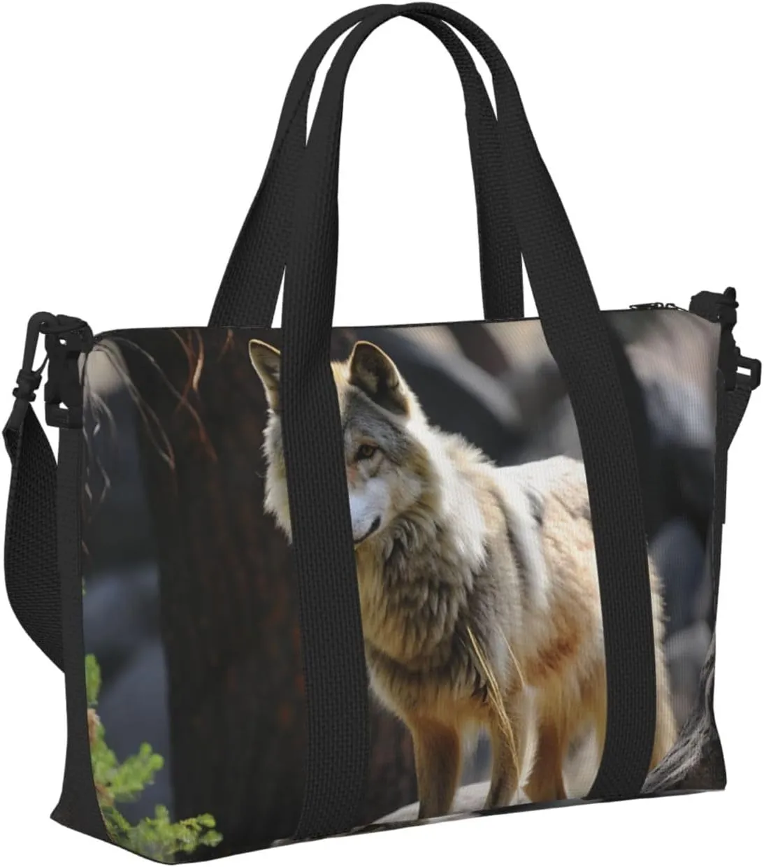 Gym Bag Wildlife Wolf Duffel Bag for Men Women Travel Overnight Bag with Shoe Compartment Workout Bags