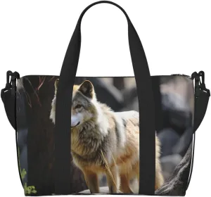 Gym Bag Wildlife Wolf Duffel Bag for Men Women Travel Overnight Bag with Shoe Compartment Workout Bags