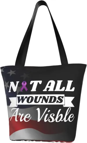 Gynecological Cancer Awareness Not All Wounds Are Visible Fashion Shoulder Bag Large Capacity For Man Or Woman