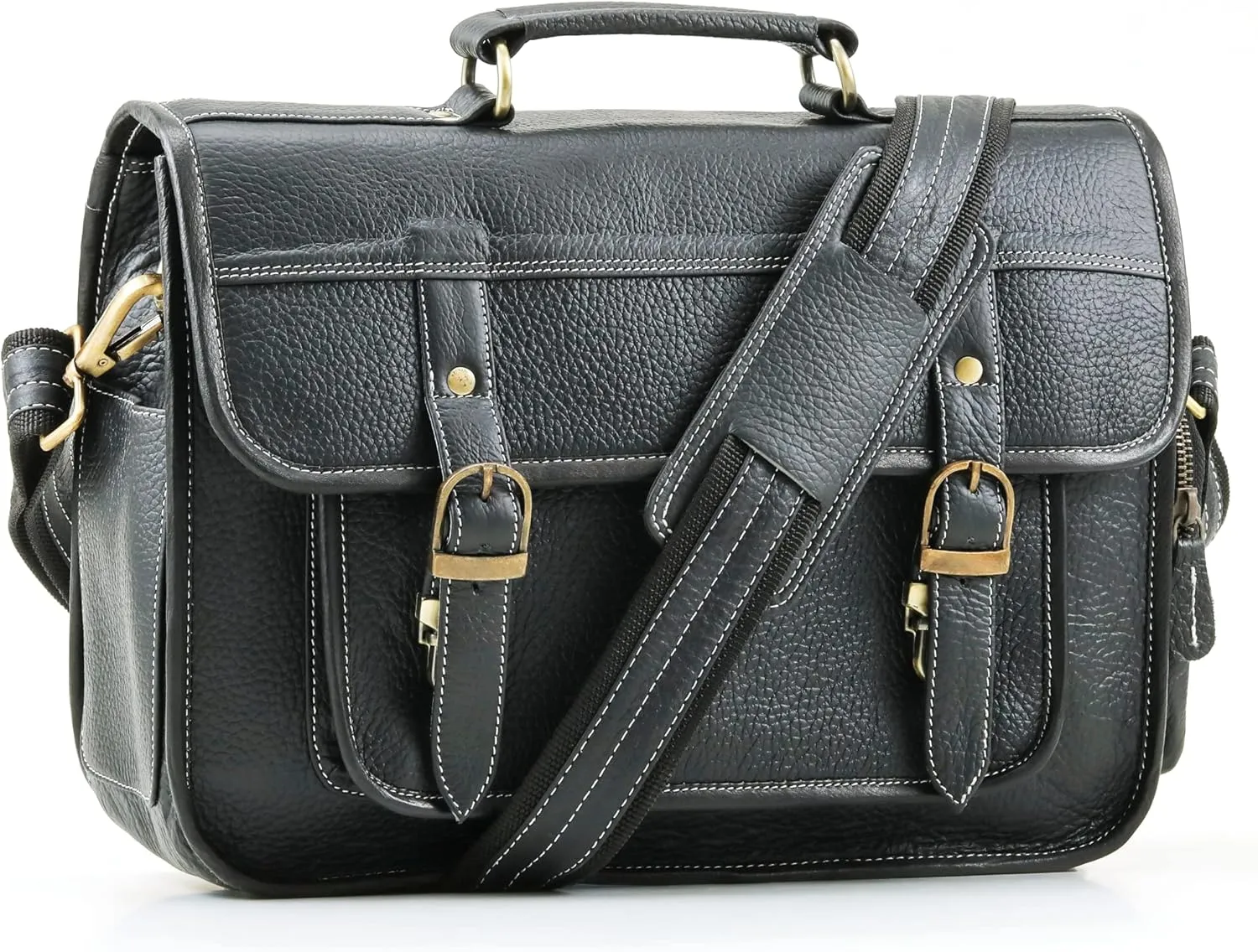 Handmade World Full Grain Buffalo Leather Camera Bag Messenger Satchel DSLR SLR Camera Case 13 inch Removable Padding