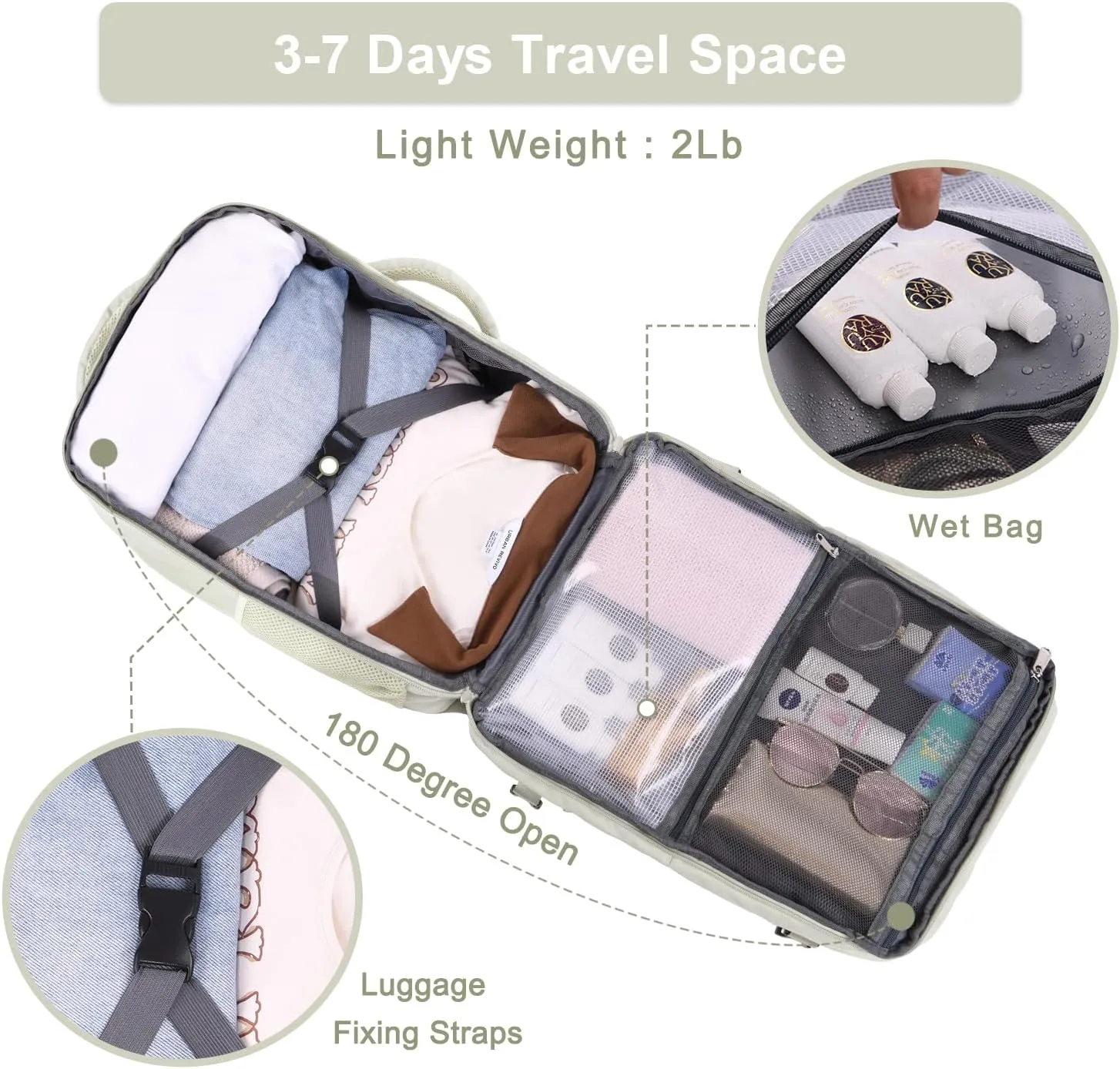 Hanples Large Travel Laptop Backpack for Men Women, Carry On Backpack, Hiking Backpack, Waterproof Durable Business Backpack with USB Charging Port, College Computer Bag, Fits 16 Inch Laptop