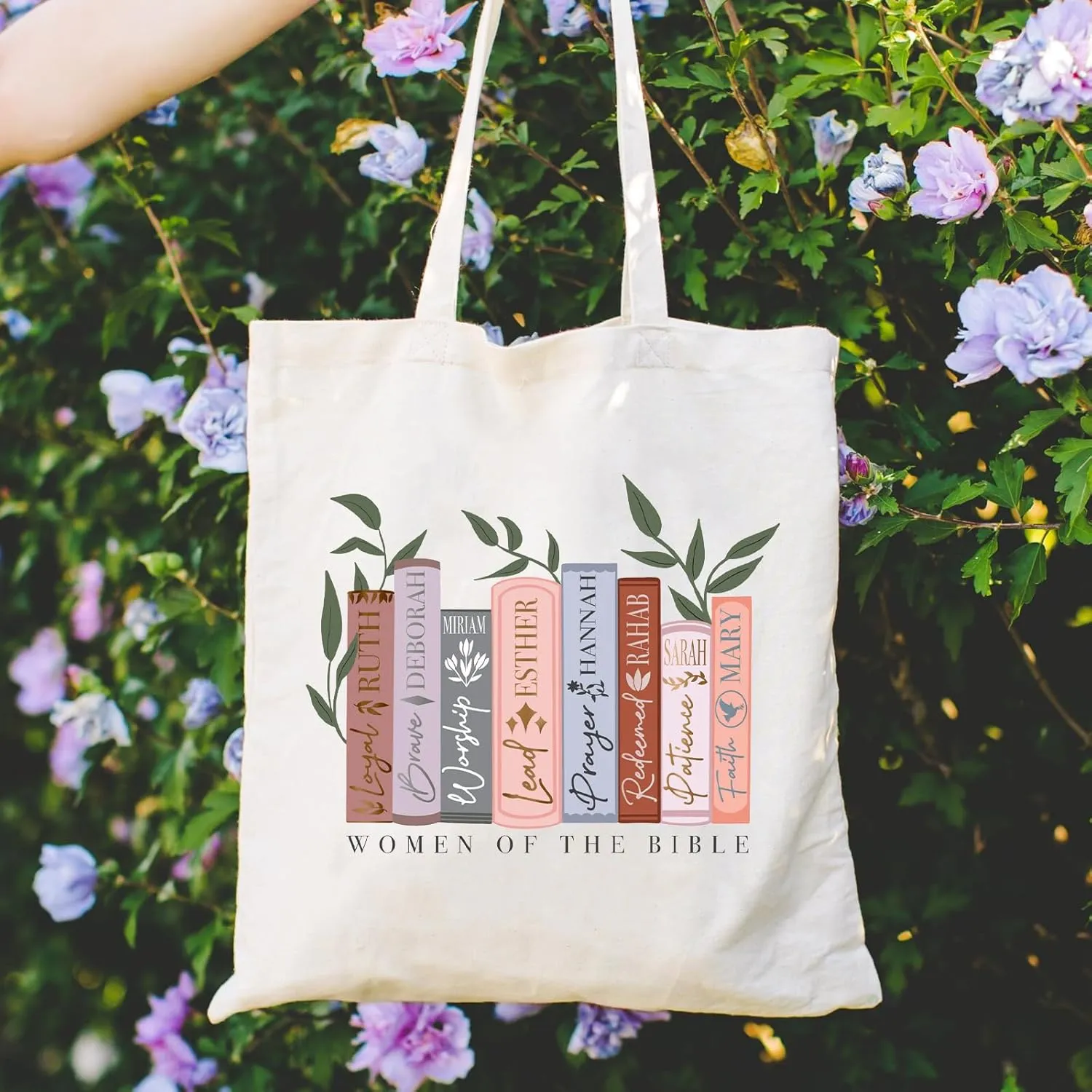Haukea Canvas Aesthetic Tote Bag with Inner Pockets, Cute Cloth Cotton Tote Bags for Women Graphic Tote Bag for School