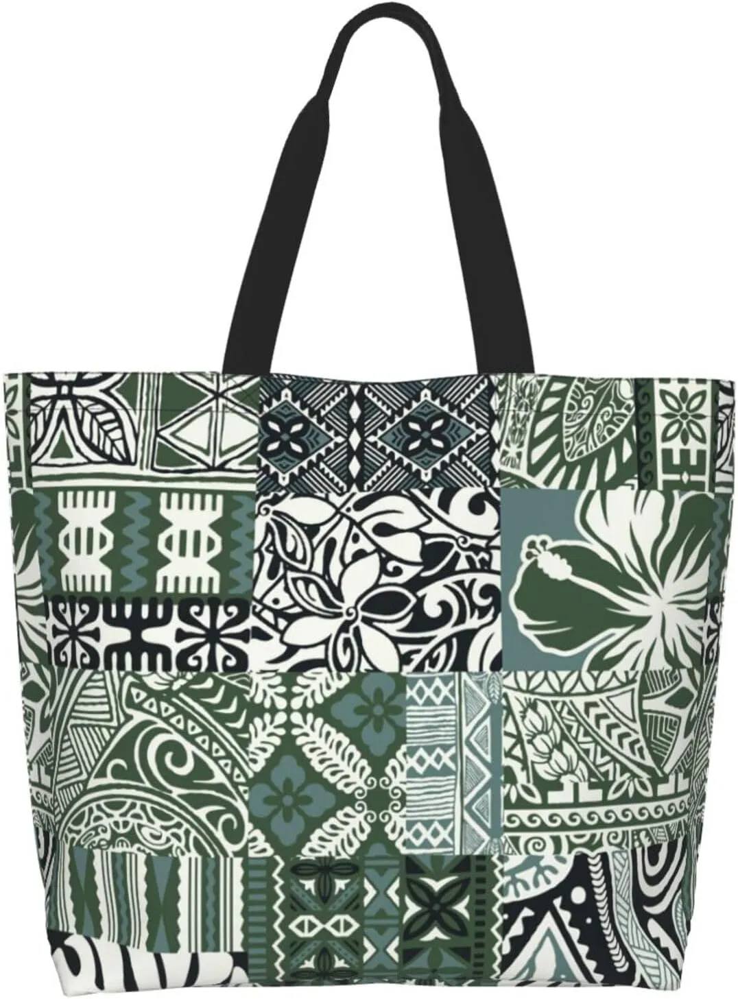 Hawaii Flower Jellyfish Grocery Bag Hawaii Shopping Bag Handbag Beach Grocery Bags Tote Bag Canvas Bag