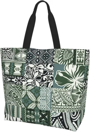 Hawaii Flower Jellyfish Grocery Bag Hawaii Shopping Bag Handbag Beach Grocery Bags Tote Bag Canvas Bag