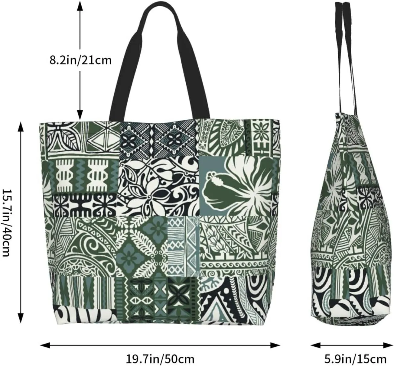 Hawaii Flower Jellyfish Grocery Bag Hawaii Shopping Bag Handbag Beach Grocery Bags Tote Bag Canvas Bag