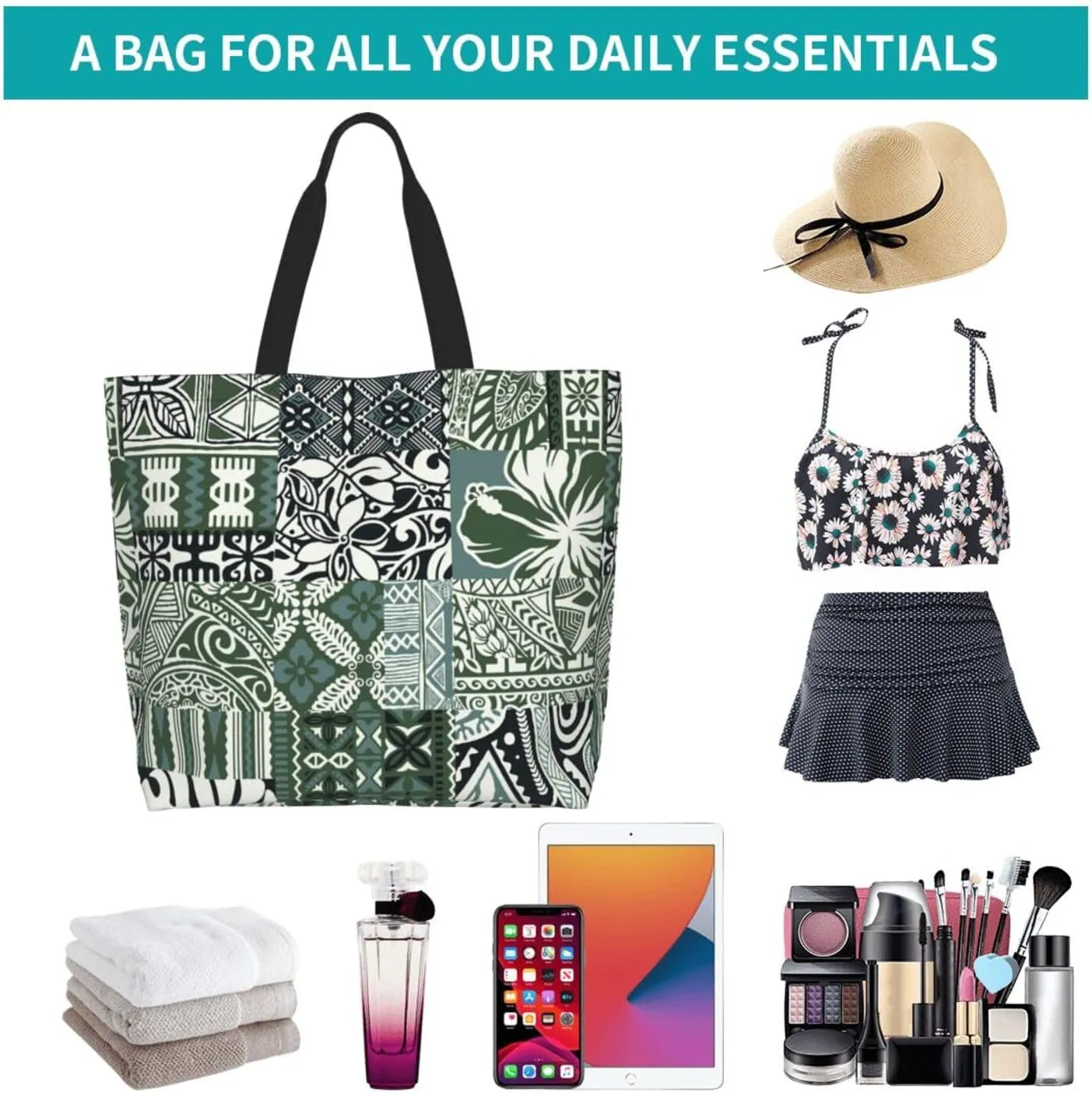 Hawaii Flower Jellyfish Grocery Bag Hawaii Shopping Bag Handbag Beach Grocery Bags Tote Bag Canvas Bag