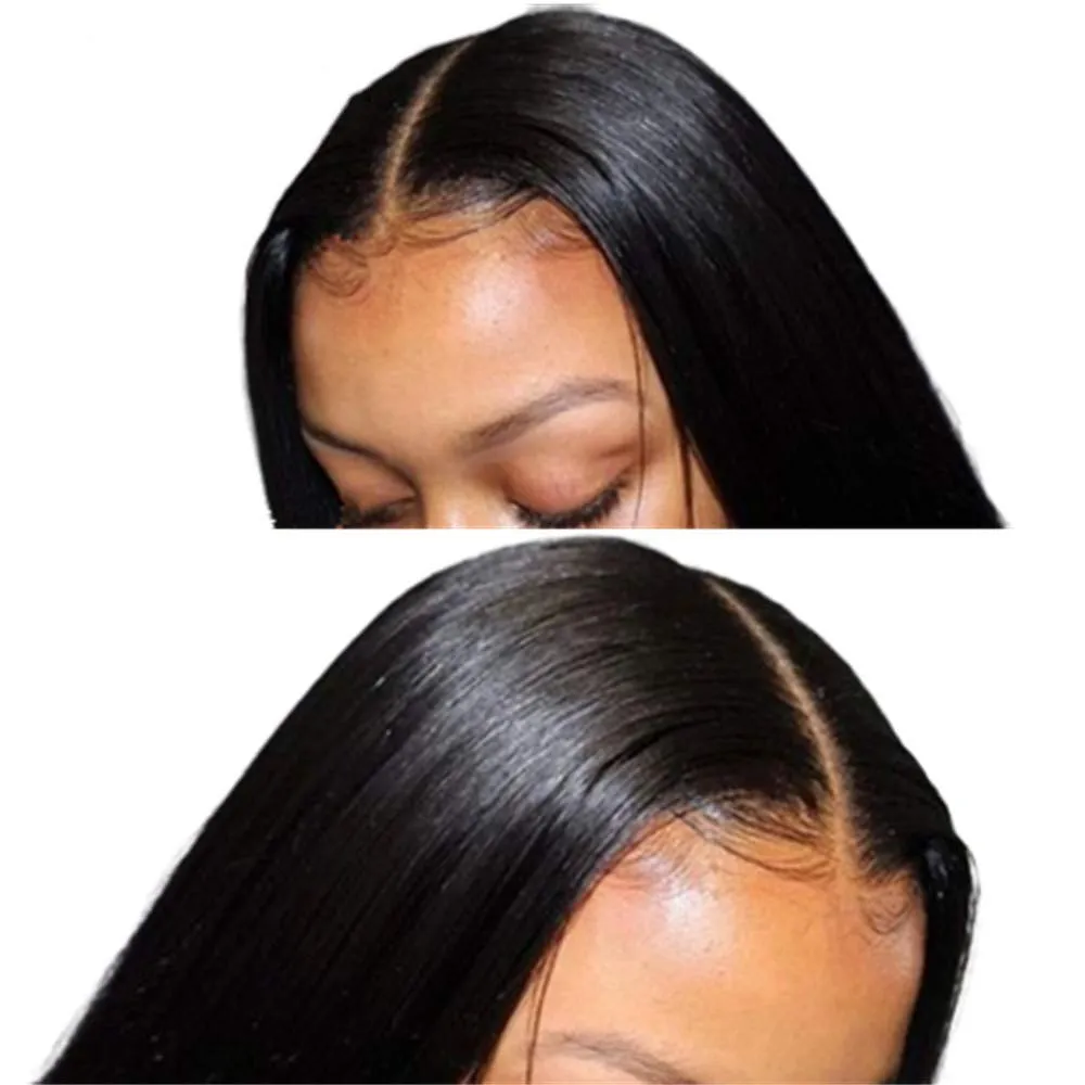 HC 13x4 Lace Front Wigs Human Hair 150% Density Straight Brazilian Human Hair Wigs for Black Women Glueless Pre Plucked Bleached Knots with Baby Hair 8inch
