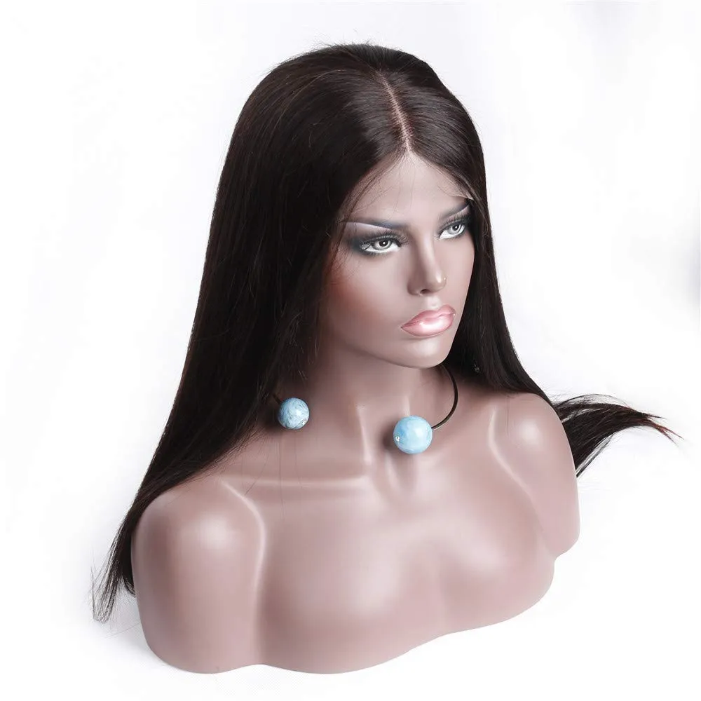 HC 13x4 Lace Front Wigs Human Hair 150% Density Straight Brazilian Human Hair Wigs for Black Women Glueless Pre Plucked Bleached Knots with Baby Hair 8inch