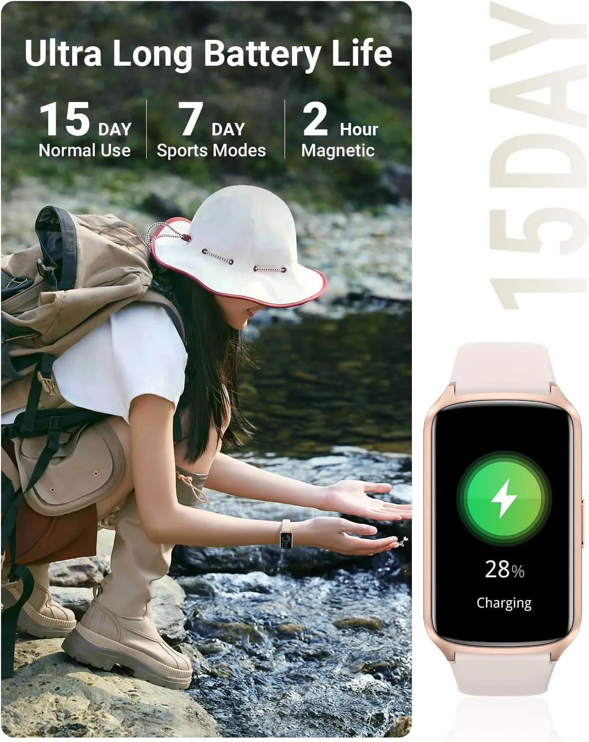 Health Fitness Tracker with 24/7 Heart Rate, Blood Oxygen, Blood Pressure, Sleep Tracker, 5ATM Waterproof Activity Trackers with Step Tracker, Pedometer (S & L Bands Included)